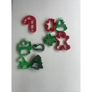 Vintage Set of 9 Plastic Assorted Christmas Holiday Cookie Cutters